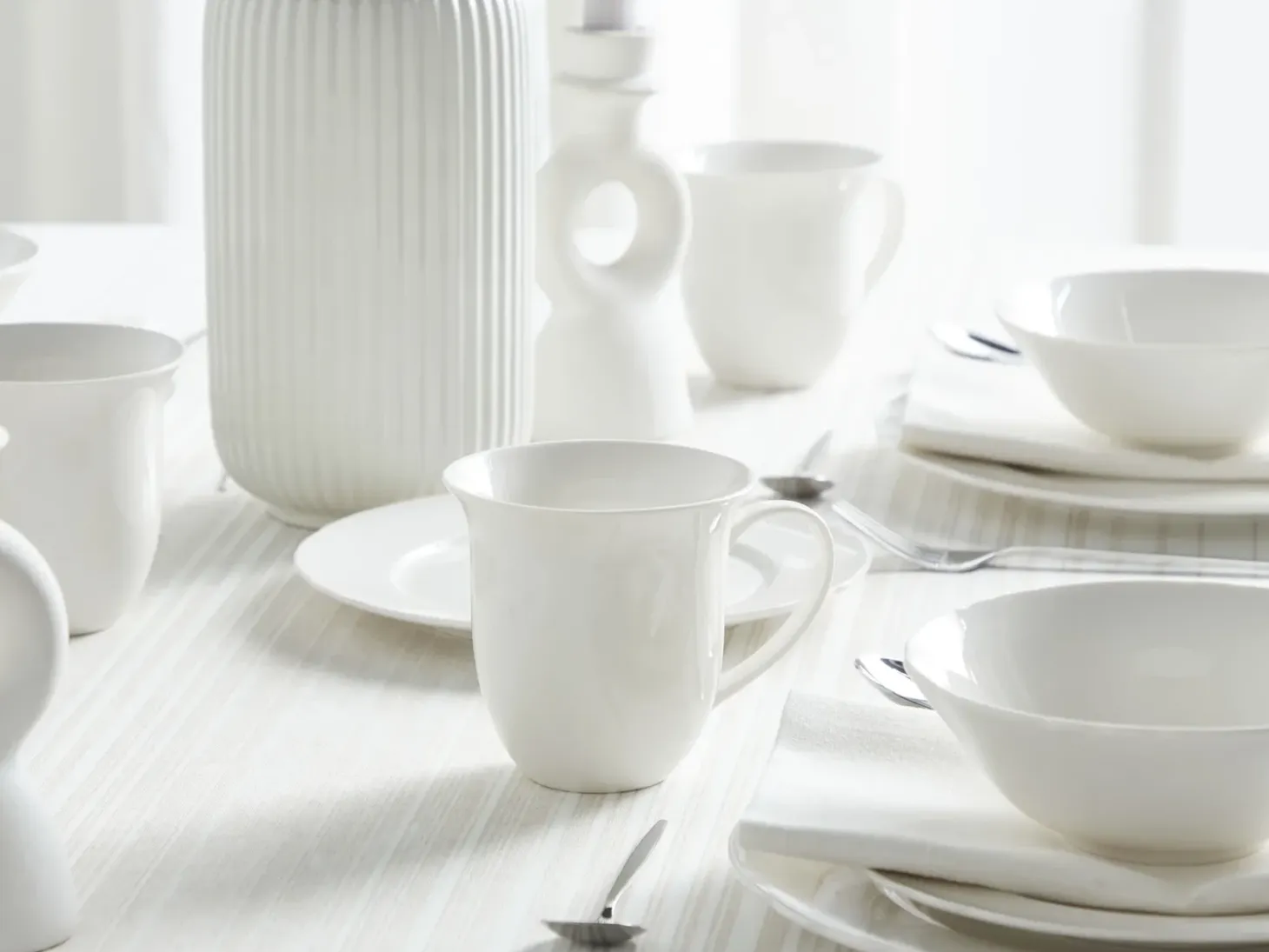 Sæt med 16 stykker spisestel ELDERBERRY Porcelæn Hvid