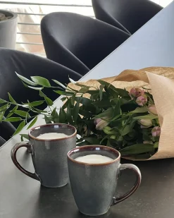 Sæt med 16 stykker spisestel THYME Stentøj Mørkegrøn