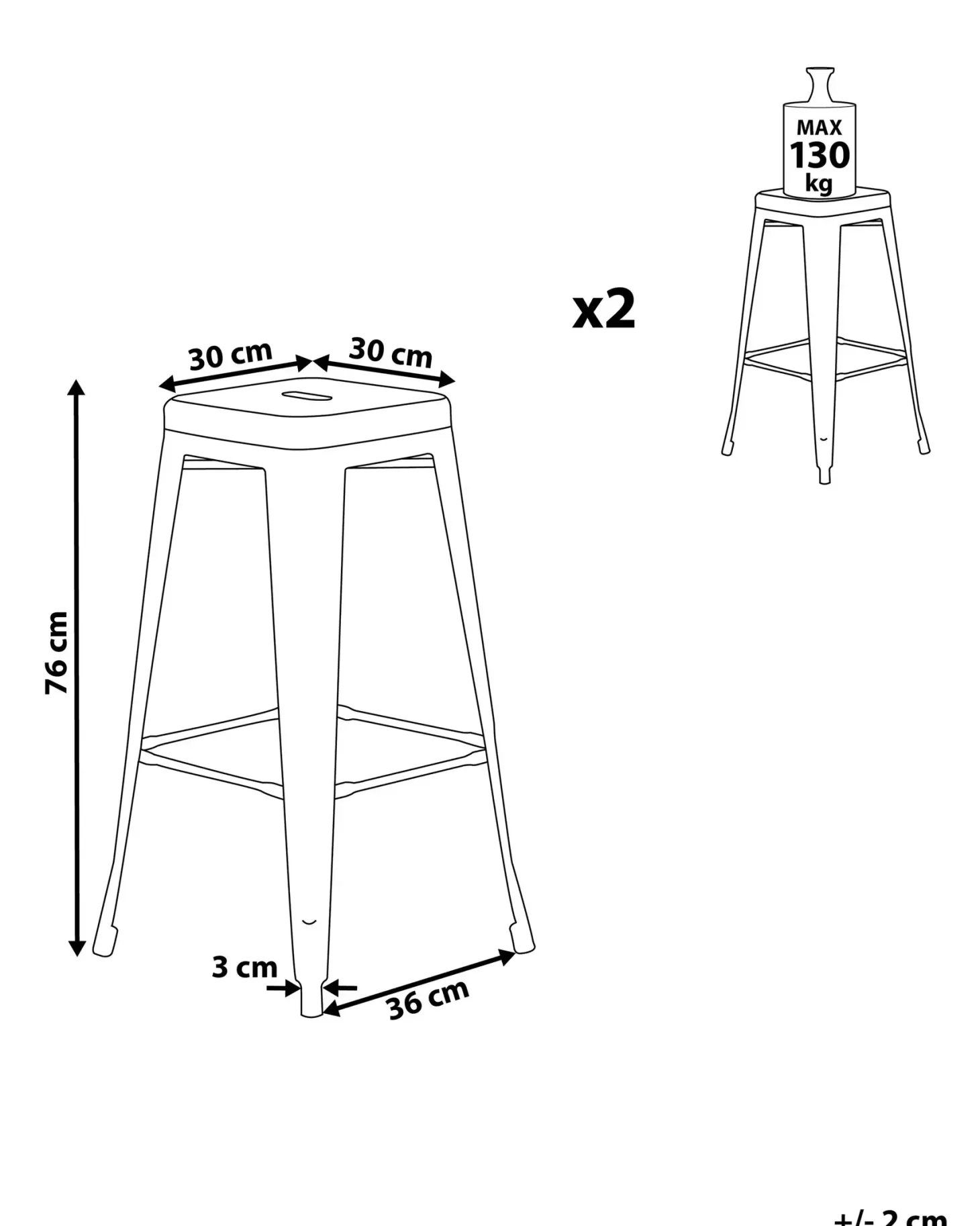 Sæt af 2 barstole CABRILLO Metal Sort