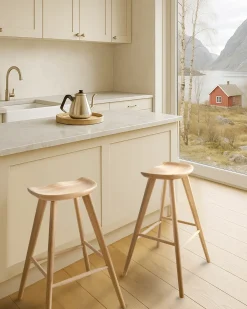 Sæt af 2 barstole CANDO Lysebrun