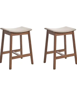 Sæt af 2 barstole DIXON Træ Mørkebrun/beige