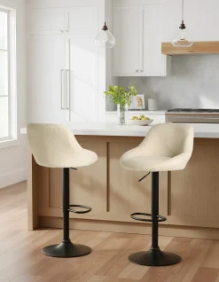 Sæt af 2 barstole MEDULIN Boucle Lys Beige
