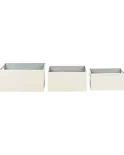 Sæt af 3 bokse LARSA Kunstlæder Beige