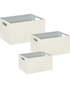 Sæt af 3 bokse LARSA Kunstlæder Beige