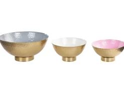 Sæt af 3 dekorative skåle BARU Metal Guld