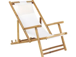 Sæt af 2 dækstole ATRANI Bambus Lys Beige
