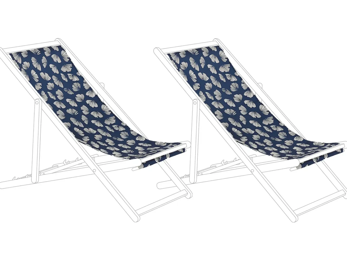 Sæt af 2 erstatningsbetræk til liggestol ANZIO/AVELLINO 113 x 44 cm Navy Blå