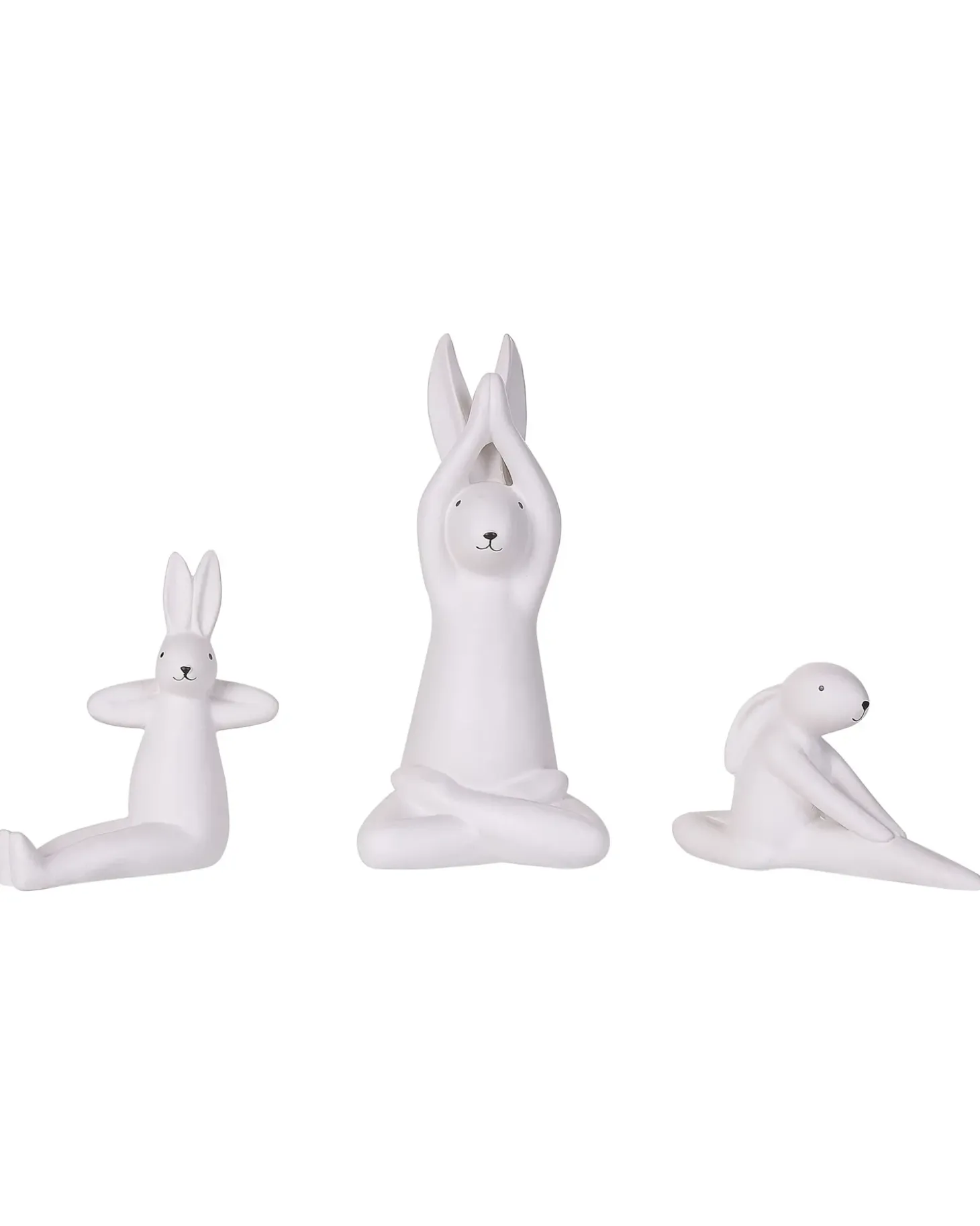 Sæt af 3 figurer Hare BREST Keramik Hvid