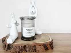 Sæt af 3 figurer Hare BREST Keramik Hvid
