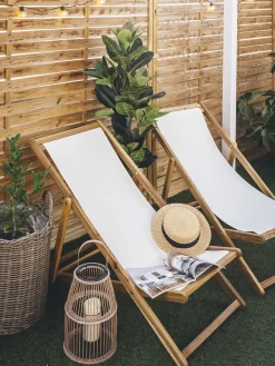 Sæt af 2 flet kurve til planter BITOLA 40/48 cm Brun PE-rattan