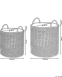 Sæt af 2 flet kurve til planter BITOLA 40/48 cm Brun PE-rattan