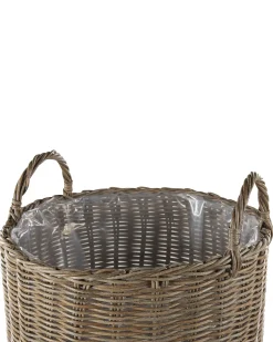 Sæt af 2 flet kurve til planter BITOLA 40/48 cm Brun PE-rattan