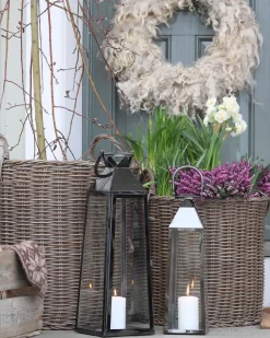 Sæt af 2 flet kurve til planter BITOLA 40/48 cm Brun PE-rattan