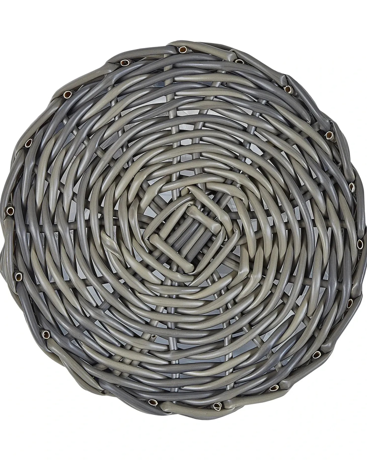 Sæt af 3 flet kurve til planter NIKITI 29/35/40 cm Brungrå PE-rattan