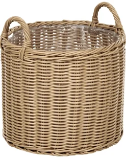 Sæt af 3 flet kurve til planter PENDULA 33/37/45 cm Naturlig PE-rattan