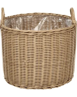 Sæt af 3 flet kurve til planter PENDULA 33/37/45 cm Naturlig PE-rattan
