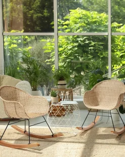 Sæt af 2 gyngestole LAVINIO Rattan Naturlig