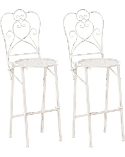 Sæt af 2 have barstole TRIESTE Foldbar Metal Lys Beige