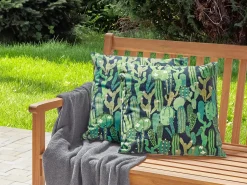 Sæt af 2 havehynder BUSSANA Plante mønster 45 x 45 cm Grøn