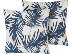 Sæt af 2 havehynder ELATI Plante mønster 45 x 45 cm Navy Blå