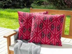 Sæt af 2 havehynder MEZZANO Geometrisk mønster 45 x 45 cm Lyserød