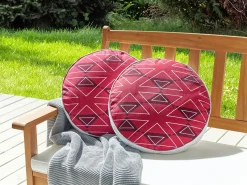 Sæt af 2 havehynder MEZZANO Geometrisk mønster 40 x 40 cm Lyserød