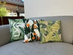 Sæt af 2 havehynder PAVELLI Plante mønster 45 x 45 cm Grøn