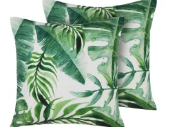 Sæt af 2 havehynder PAVELLI Plante mønster 45 x 45 cm Grøn