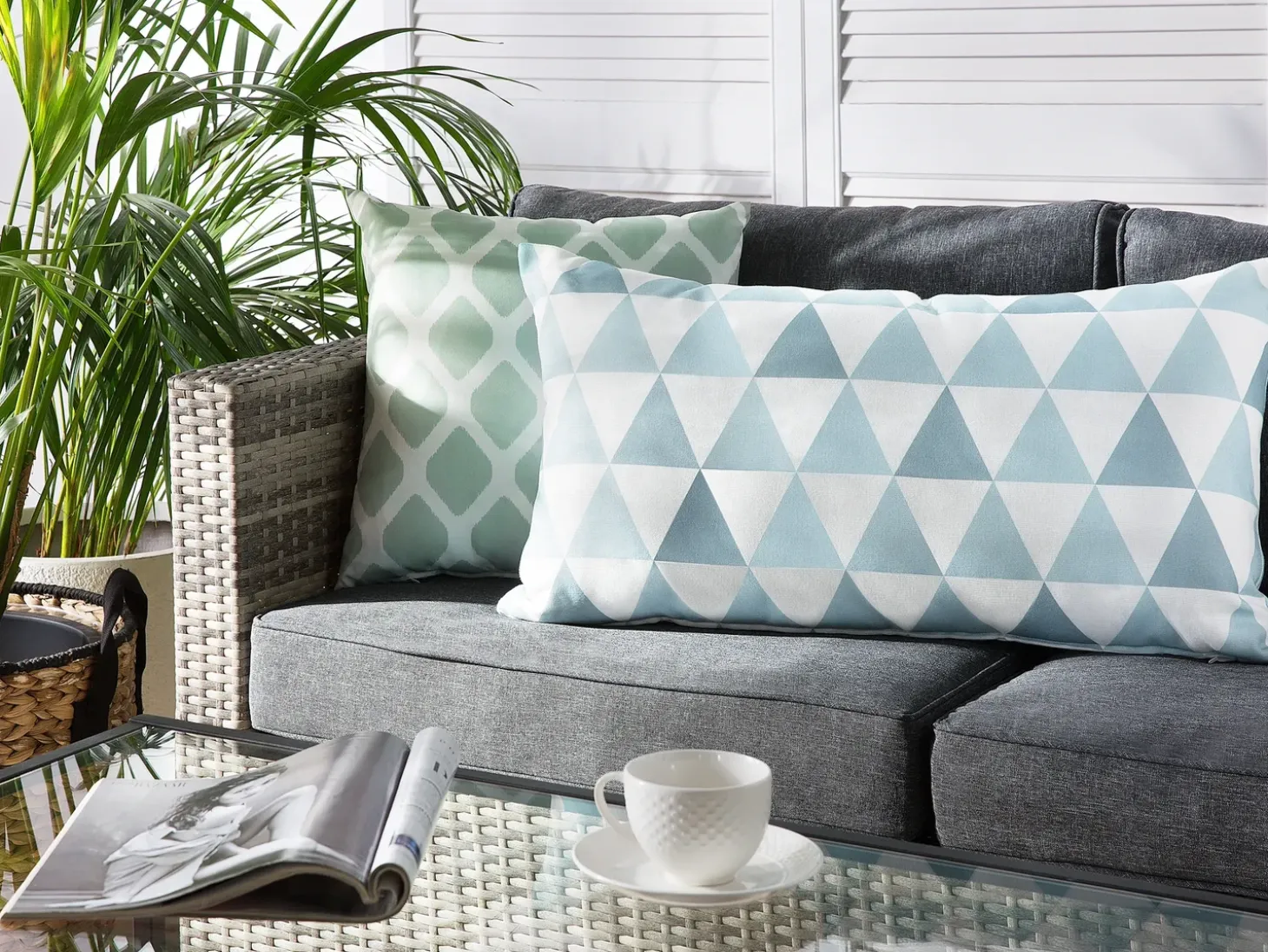 Sæt af 2 havehynder TRIFOS Geometrisk mønster 40 x 70 cm Blå