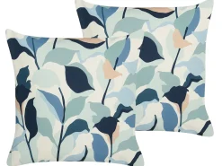 Sæt af 2 havehynder VEGLINO Plante mønster 45 x 45 cm Blå