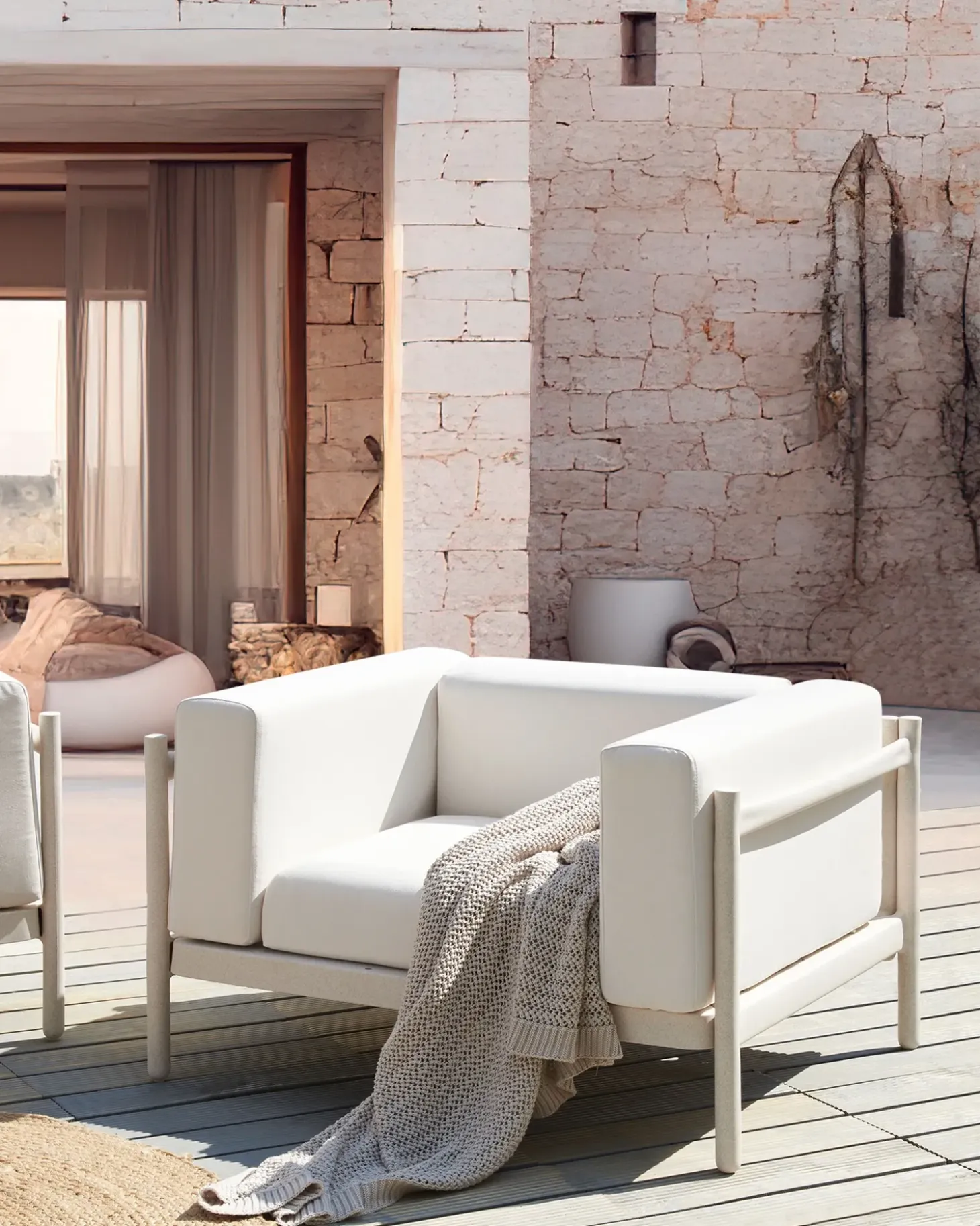 Sæt af 2 havelænestole FERRETTI Lys Beige