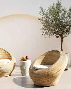 Sæt af 2 havelænestole MAIORI Rattan Naturlig