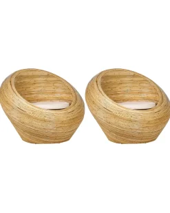 Sæt af 2 havelænestole MAIORI Rattan Naturlig