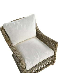 Sæt af 2 havelænestole med hynder RIBOLLA med fodskammel Rattan Naturlig
