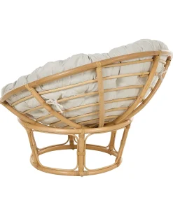 Sæt af 2 havelænestole med hynder SALVO Rattan Naturlig