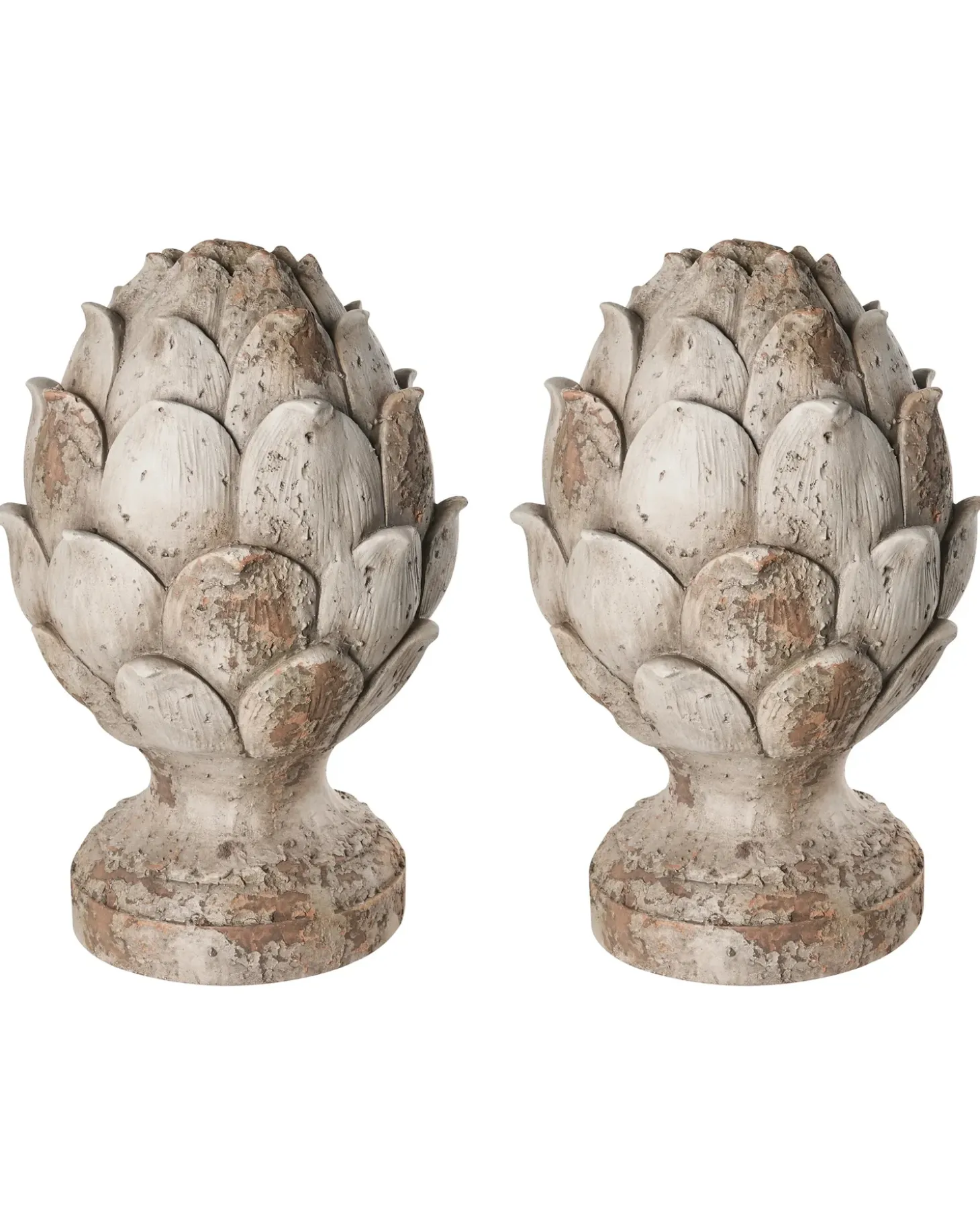Sæt af 2 havestatuer CORRINALDO Fyrretræskogle Beige