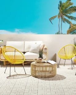 Sæt af 2 havestole ACAPULCO II PE-rattan Gul