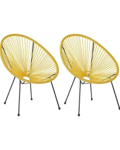 Sæt af 2 havestole ACAPULCO II PE-rattan Gul