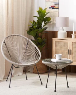 Sæt af 2 havestole ACAPULCO II PE-rattan Lysegrå