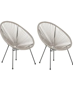 Sæt af 2 havestole ACAPULCO II PE-rattan Lysegrå