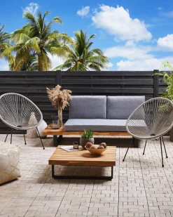 Sæt af 2 havestole ACAPULCO II PE-rattan Lysegrå