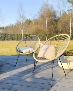 Sæt af 2 havestole ACAPULCO II PE-rattan Lysegrå