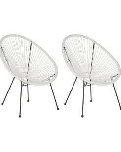 Sæt af 2 havestole ACAPULCO II PE-rattan Hvid