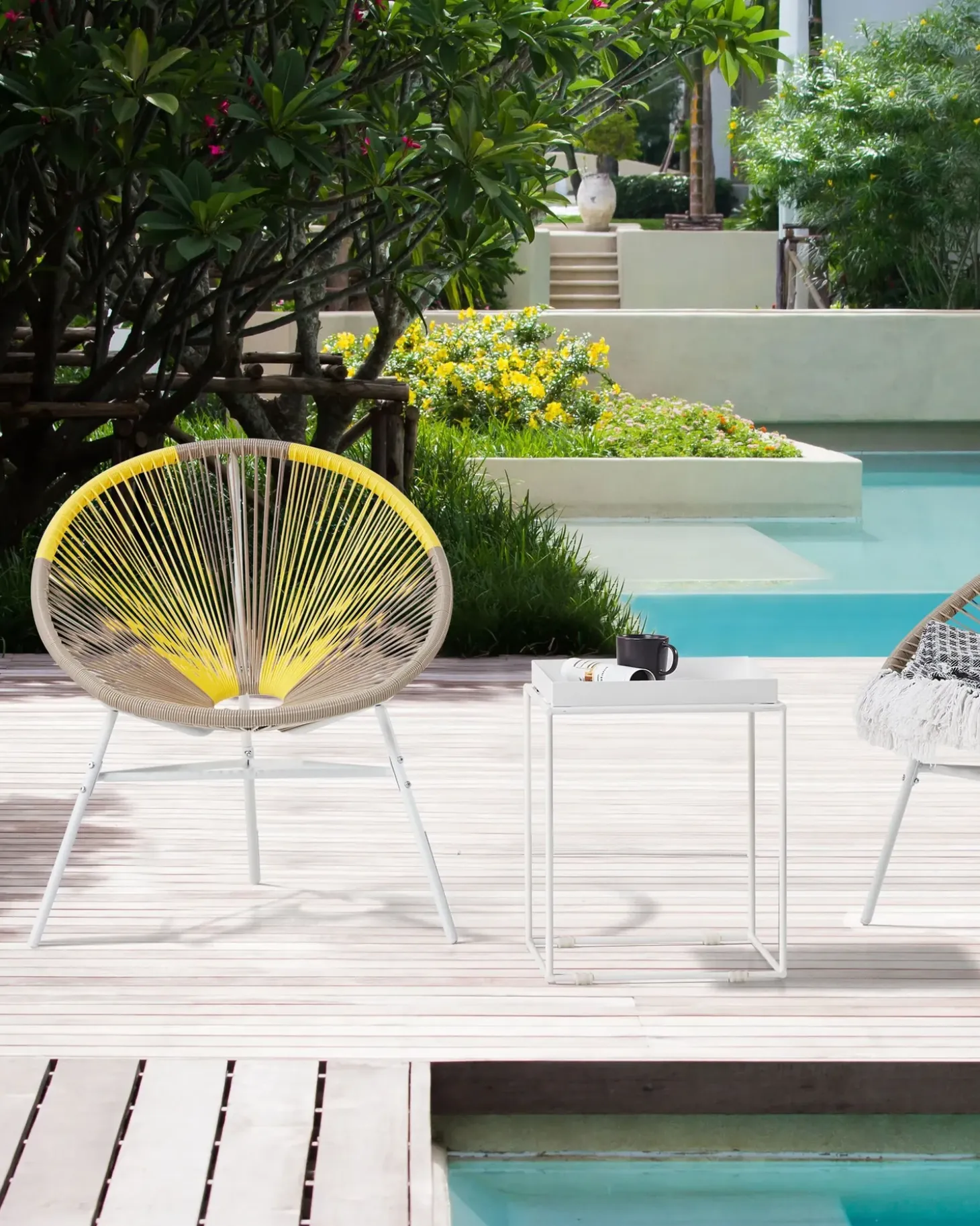 Sæt af 2 havestole ACAPULCO PE-rattan Brungrå