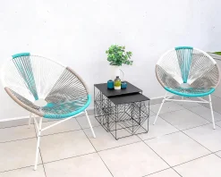 Sæt af 2 havestole ACAPULCO PE-rattan Hvid