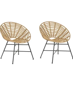 Sæt af 2 havestole ACERRA PE-rattan Lysebrun