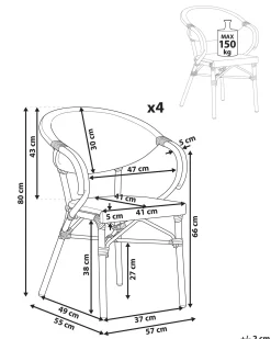 Sæt af 4 havestole CASPRI II Metal Grå
