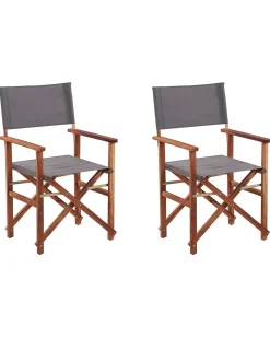 Sæt af 2 havestole CINE Akacietræ Grå