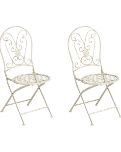 Sæt af 2 havestole COGGIA Foldbar Metal Lys Beige