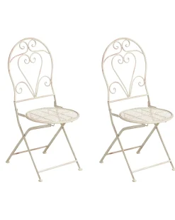 Sæt af 2 havestole FOLELLI Foldbar Metal Lys Beige